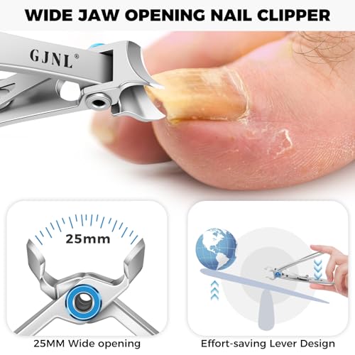 Slanted Curved Toenail Clippers for Seniors Toenails | Heavy Duty Nail Clippers for Men Thick Nails with Wide Jaw Opening, Sliver - color: Sliver Slanted Head