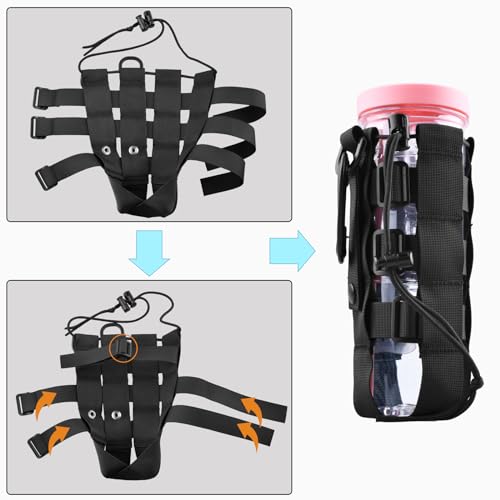 TRIWONDER Tactical MOLLE Water Bottle Pouch H2O Hydration Carrier, Military Bottle Holder Molle Drink Holder Travel Water Bottle Bag for Backpack Camping Outdoor - color: 05 Black