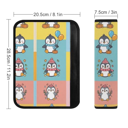 2PCS Penguin Cute Penguins Winter Animal Seat Belt Cover Breathable Seat Belt Cushion for Adults and Children, All Vehicles, Comfortable Driving - color: Pattern 675