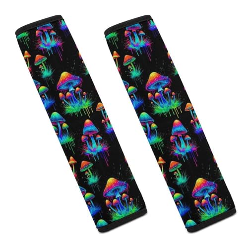 2 Pack Mushroom Graffiti Car Seat Straps Shoulder Pads Universal Fit Neck Strap Covers for Adults and Children, All Vehicles, Pressure Relief - color: Pattern 591