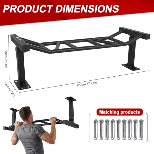 47 Inch Ceiling Mount Pull Up Bar, Adjustable Height Multi-Grip Indoor Chin-Up Bar, Home Gym Fitness Trainer for Workout & Strength Training Equipment