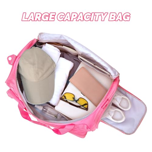MAXTOP Gym Bag for Women Men Travel Duffle Bag Large Capacity Carry On Weekender Overnight Bag With Shoe Compartment Gym Tote Dry Wet Separation Duffel Bag for Travel - color: Rose, style: Gym Bag