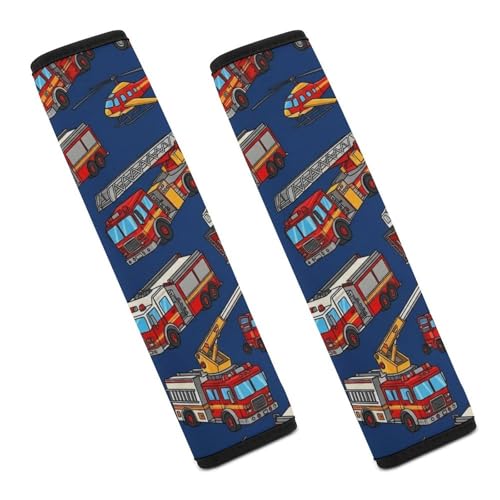 1 Pair Universal Soft and Comfortable Seat Belt Shoulder Pad for Kids, Stroller Pushchair High Chair, Fire Truck Firefighter Engine Blue Fireman Shoulder Protector, Anti-Slip Pad - color: Pattern 486