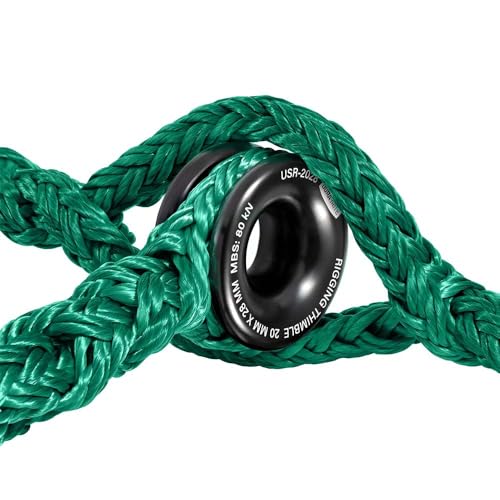 Pelican Rope Arborist Sling, USA Made 3/4" 10 FT Adjustable Rigging Block Sling with Aluminum Ring - Single-Head, 20,000 LBS MBS / 2,000 LBS WLL, 12 Strand Green Polyester, Tree Climbing Gear - style: Single-head 3/4" - 10 Ft