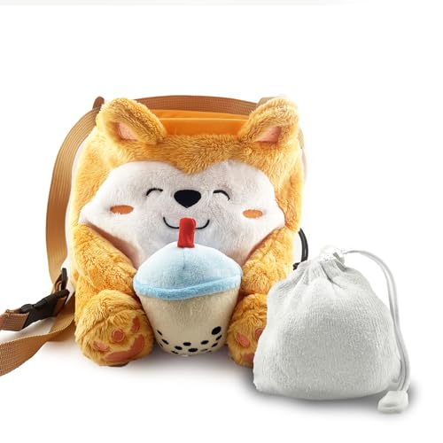 Rock Climbing Chalk Bag + Refillable Ball – Boba Dog Plush Animal Bag - style: Chalk Bag + Refillable Chalk Ball