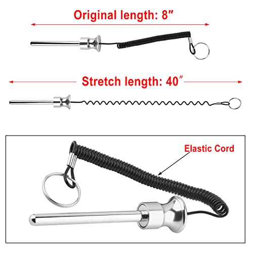 Cosmos Gym Weight Stack Pin Universal Replacement Selector Lock Pin Detent Hitch Pin, Tensile 3/8" Dia. & 4" Locking Space with Lanyard, for Gym Equipment Machine Weight Plate - color: Silver Tone Knob