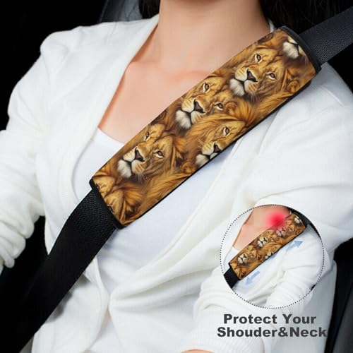 1 Pair Soft Padded Seat Belt Cover for Child, Most Cars, Animal Lion Shoulder Harness Cover, Neck and Shoulder Support - color: Pattern 479