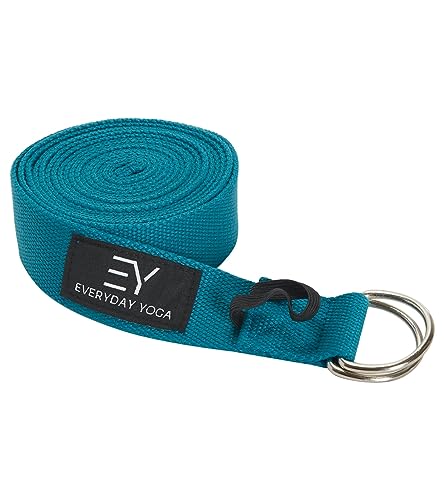 Everyday Yoga Strap with Metal D-Ring - Durable Stretching Strap for Yoga, Pilates, Flexibility & Physical Therapy (6ft, 8ft, 10ft) - color: Peacock, size: 10 Foot