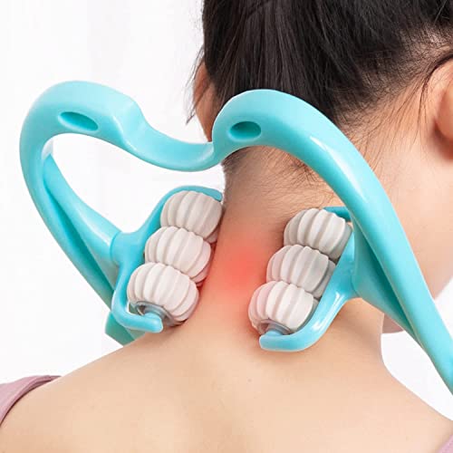 HaSeftni Trigger Point Roller Massager Tool with 6 Balls for Pain Relief deep Tissue Handheld Suitable for Legs Waist Neck and Shoulder Massage Relaxer (Blue)