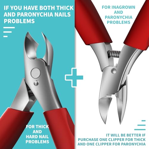 Toenail Clippers for Ingrown & Thick Toenails - Heavy Duty Toe Nail Clippers for Remove Side Ingrown Toenail with Angled Sharp Blades, Professional Pedicure Tool with Long Handle for Seniors & Men - style: Ingrown Nail Clipper - Red