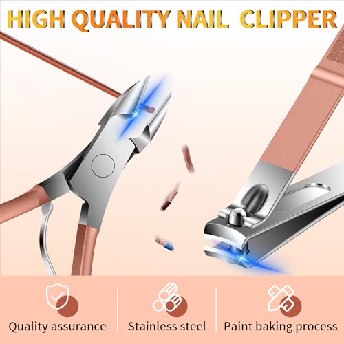 Manicure Set 16Pcs Professional Stainless Steel Pedicure Kit Mens Grooming Kit Fingernail & Toenail Clippers Set Manicure Kit with Luxurious Travel Bag, Sharp Nail Scissors and Clipper (Pink) - color: 16Pcs-Pink