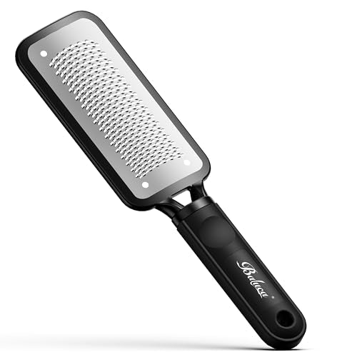 BALUCA Professional Foot File & Callus Remover - Stainless Steel Foot Rasp & Metal Feet Scrubber, Pedicure Tool for Hard Skin & Dead Skin Removal, Cracked Heel Repair for Baby Soft Feet (Black) - color: Black