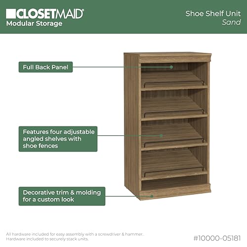 ClosetMaid Modular Storage Stackable Shoe Shelf Unit, Sand - color: Sand