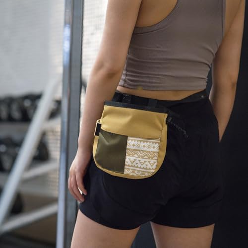RiToEasysports Chalk Bag, Large Capacity Mountaineering with Trapezoidal Bottom Holds with Dual Hanging Points for Outdoor Sports - size: Small Khaki