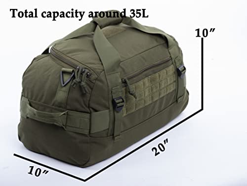 Tactical Duffle Bag MOLLE Gear Bag Carry on Travel Duffel Bag. Ideal for Hunting, Shooting Range, Law Enforcement, Camping, Travel. 35L - color: Olive Drab