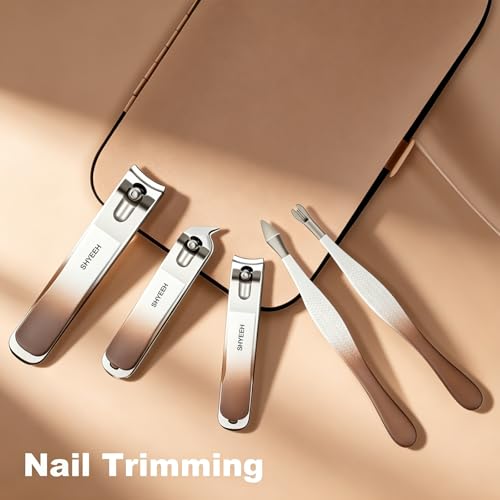 Manicure Set, 10 pcs High-Carbon Steel Nail Clippers Set, Portable Mini Manicure and Pedicure Kit, Travel Grooming Nail Kit with Leather Bag for Men and Women - color: Brown