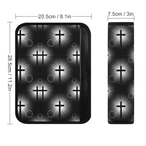 2PCS Black Cross Christian Seat Belt Cover Soft Padded Neck Strap Covers for Kids, All Vehicles, Comfortable Driving - color: Pattern 1217