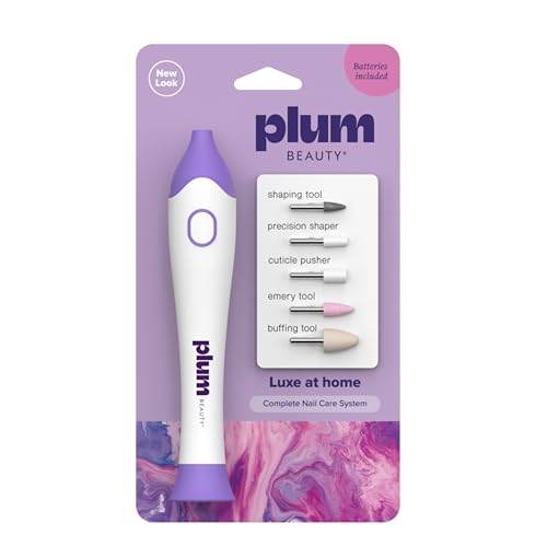 Plum Beauty Complete 5-in-1 Nail Care System – Manicure & Pedicure Kit | with Interchangeable Attachments for Shaping, Buffing, and Cuticle Care