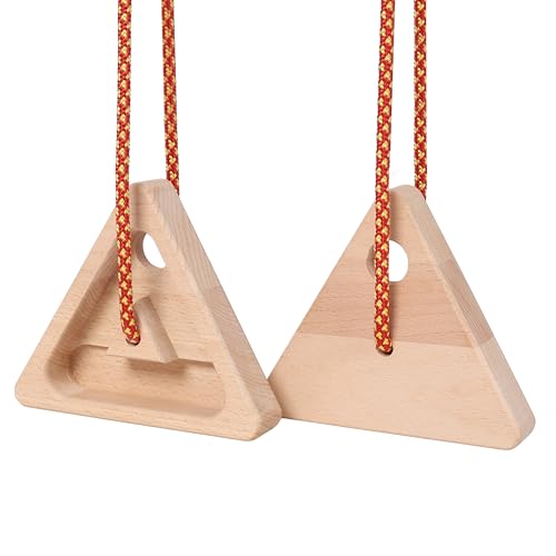 Portable Hangboard Rock Climbing, 2 pack Triangular Wooden Climbing Fingerboard with 3 Multi-Depth Pockets, Finger Strength, Arm Workout & Pull-up Training