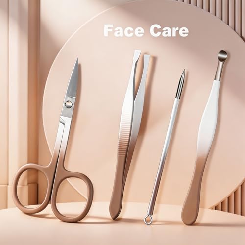 Manicure Set, 10 pcs High-Carbon Steel Nail Clippers Set, Portable Mini Manicure and Pedicure Kit, Travel Grooming Nail Kit with Leather Bag for Men and Women - color: Brown