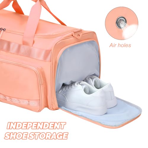 MAXTOP Gym Bag for Women Men Travel Duffle Bag Large Capacity Carry On Weekender Overnight Bag With Shoe Compartment Gym Tote Dry Wet Separation Duffel Bag for Travel - color: Orange, style: Gym Bag