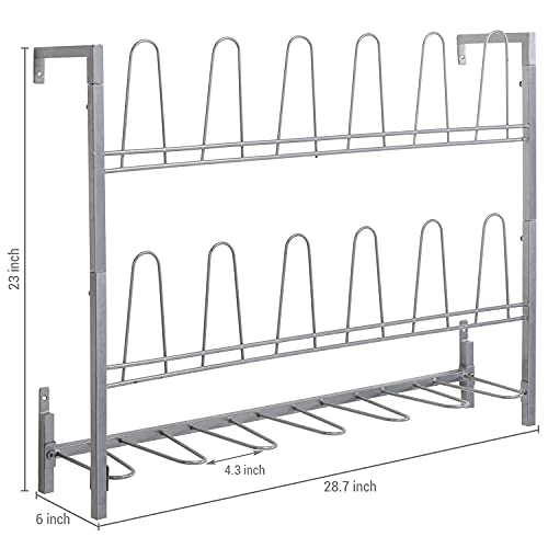 MyGift Premium Silver Metal Hanging Wall Shoe Rack for Walk in Closet, Mudroom and Entryway, Wall Mounted Space Saving Boot and Shoe Rack Organizer, Holds 9 Pairs - color: Silver (3 Tier, 9 Pairs)