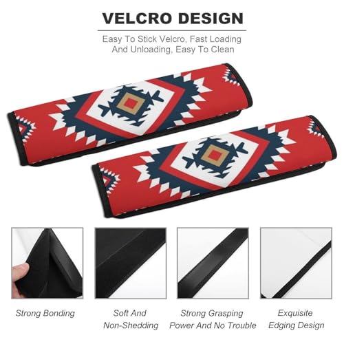 2 Pack Aztec Red Seat Belt Shoulder Pad Breathable Shoulder Harness Cover for Child, All Vehicles, Neck and Shoulder Support - color: Pattern 662