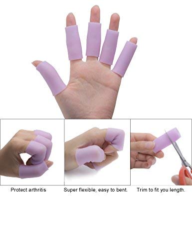 Povihome Finger Cots Protectors - Moisturizing Thumb and Finger Covers - Thickend Version - Elastic Cracked Silicone Finger Sleeves to Protect Cracked, Peel Finger and Other Finger Pain (Lavender, 10PCS) - color: Lavender, size: Medium (10PCS)