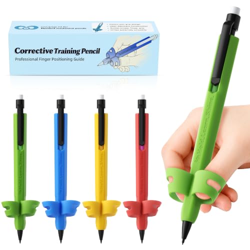 4-Pack Corrective Training Pencils,Ergonomic Posture Correction Control Handwriting Aid,Sensory Tool for Calm & Focus,Silent Fidgeting for ADHD & Special Needs,Ideal for Preschoolers,Students