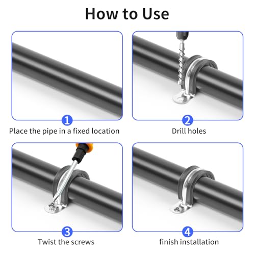 1-9/16 Inch Reinforced Rigid Pipe Strap, 2 Holes U Bracket Cable Clamp Hanger, Rubber Cushioned Insulated Clamp, Conduits Strap Clamps for Pipe Fixing on Various Surfaces, 10 PCS(40 mm) - size: 1-9/16 inch (10 pcs)