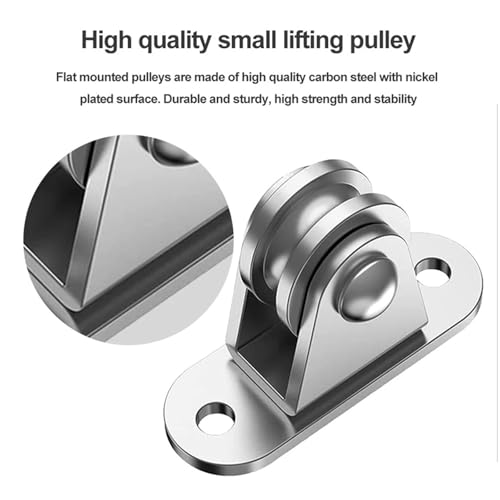 U Groove Stainless Steel Wall Pulley 2Pcs Heavy Duty Fixed Pulley Loading 176 Lb Pulley Block Kit Wall-Mounted Pulley for Cord Material Handling Moving/DIY Mount