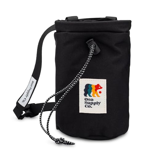 Oso Supply Co - Classic Chalk Bag for Rock Climbing, Bouldering Chalk Bag Bucket with Quick-Clip Belt, Zippered Pockets and Pouch - Perfect Indoor/Outdoor Rock Climbing Gear Equipment - color: Black