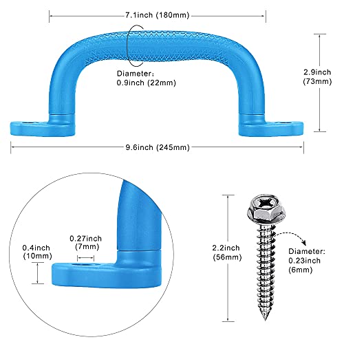 Dolibest 8-Pack Safety Handles for Swing Sets & Playsets - Monkey Bars with Anti-Skid Grip with Finger Indentations, Plastic Grab Handles, Easy Mounting for Climbing Frames, Playhouses, Treehouses - color: Blue-8pcs
