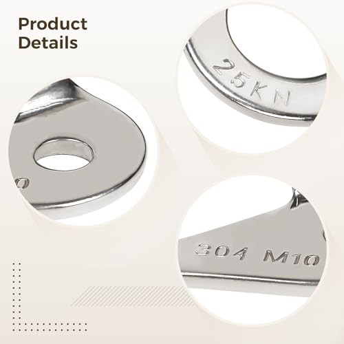 10 Pack Climbing Bolt Hanger 304 Stainless Steel for Rock Climbing, Caving, Mountaineering, 25 kN Strength, Anchor Hardware for Indoor and Outdoor Walls