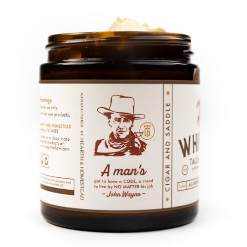 True Grit Tallow John Wayne Inspired Deep Moisture Salve – Ash and Oath Scent – Soothing Balm for Rough, Dry Hands – Grass-Fed & Finished Tallow, Beeswax & Lanolin – 2 oz