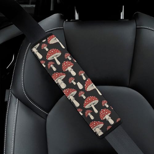 2 Piece Soft Padded Seat Belt Shoulder Pad for Adult Use, All Vehicles, Mushroom Lovers Automotive Seat Belt Protector, Easy Install (No Tool) - color: Pattern 711