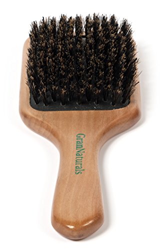 GranNaturals Boar Bristle Smoothing Hair Brush for Women and Men - Medium/Soft Bristles - Natural Wooden Large Flat Square Paddle Hairbrush for Fine, Thin, Straight, Long, or Short Hair