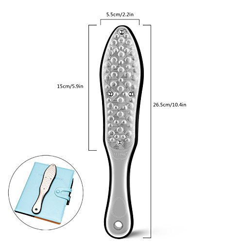 BEZOX Professional Foot File Callus Remover, Double Sided Pedicure Rasp for Cracked Heel and Dead Foot Skin - Heavy Duty Surgical Grade Stainless Steel - W/Cloth Storage Bag & Gift Box - style: Silver