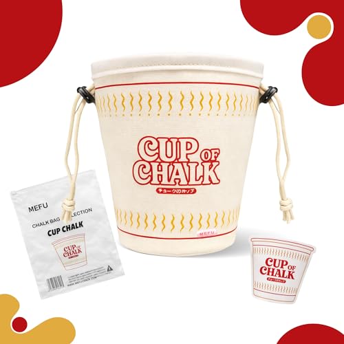 Chalk Bag for Rock Climbing, Bouldering, and Weightlifting - Asian-Inspired Design - Premium Chalk Bucket with Quick-Clip Belt, Zipper Pocket, Brush Holder - color: Cup of Chalk