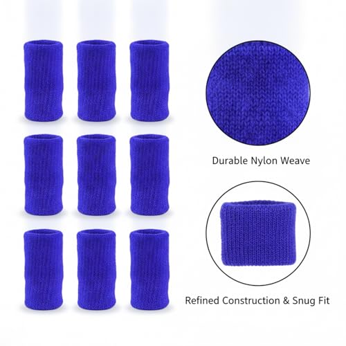 10-Pack Nylon Finger Sleeves for Basketball & Football, Snug Fit, Durable Sports Cover - color: Blue