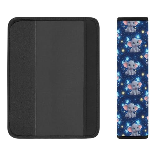 Universal Fit Seat Belt Shoulder Pad for Kids, Car Seats Pushchair Strollers High Chair Pushchair, 1 Pair Cute Elephants Blue Butterflies Automotive Seat Belt Protector - color: Pattern 765