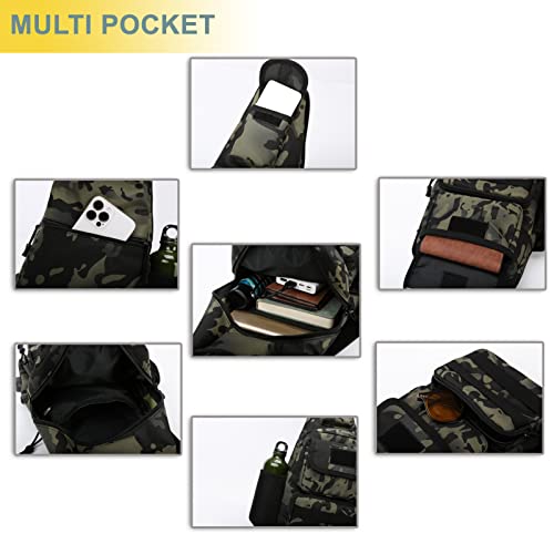 Tactical Shoulder Bag - 1000D Molle Military Backpack Outdoor Daypack Chest Pack (Blue) - color: Blue