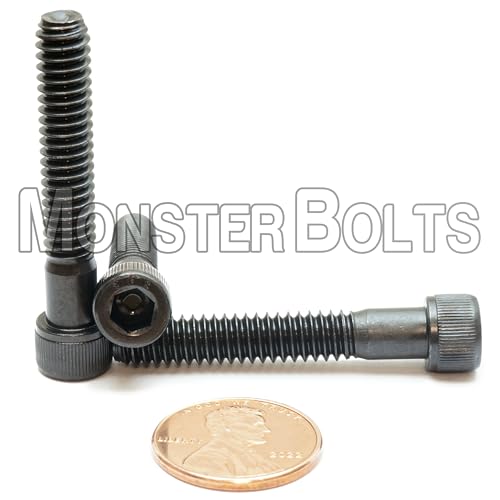 MonsterBolts - 1/4"-20 x 1-1/2" Socket Head Screws, ASTM A574, Alloy Steel, Black Oxide, Partial Thread, 10 Pack - size: 1.5 In. (1-1/2")