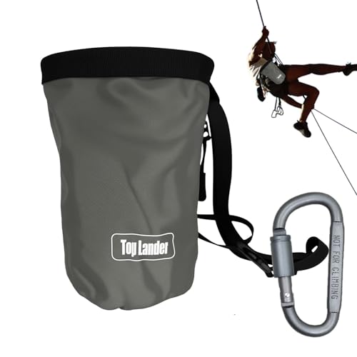 Rock Climbing Bag Anti-Slip Multifunctional Flexible | Waterproof for Climbing Bouldering Gymnastics Fitness Weight-Lifting Strongman Gym Workout Bouldering Chalk Pouch Climbing - color: Gray powder bag + D-shaped buckle