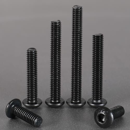 VGBUY 340Pcs M4 Screw Kit, Black M4 Screws Bolts, 25/30/35/40/45/50mm Metric Button Head Cap Screw Assortment Kit with Washer Nuts,10.9 Grade - size: M4x25/30/35/40/45/50mm, style: Button Head