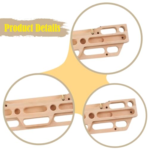 Wooden Climbing Fingerboard, 21.65 x 5.51 x 1.18 in, Finger and Forearm Strength Trainer for Beginners and Advanced Climbers