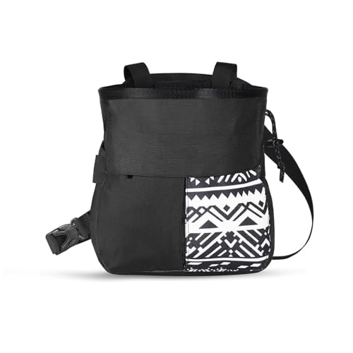 Drfeify Mountaineering Chalk Bag, Large Capacity Travel Bag with Independent Front Pocket, Outdoor Sports Gear for Climbers Hikers - size: Small Black