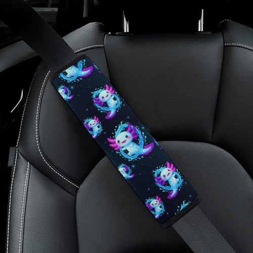1 Pair Universal Soft and Comfortable Seat Belt Shoulder Pad for Adult Use, Stroller Pushchair High Chair, Purple Axolotl Neck Strap Covers, Anti-Slip Pad - color: Pattern 313