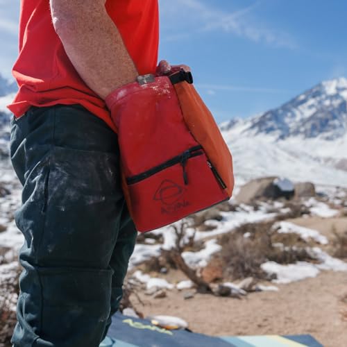 Asana Huckit Chalk Bucket Bouldering - Large XL Chalk Pot with Magnetic Tabs & Inner Buckle - Fleece Lining for Mess Reduction - Expanding Pockets & Brush Holders - Ideal for Climbing - color: Solaris