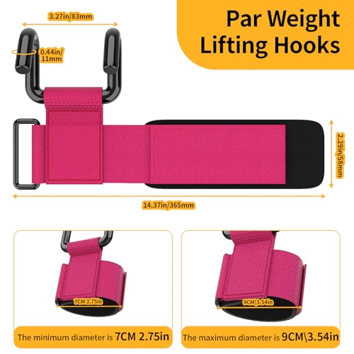 GPANDAG Weight Lifting Hooks for Men and Women (Pair) | 330 LB Heavy Duty Gym Lifting Wrist Strap Hook for Deadlifts, Pull-Ups, Strength Training, 0.4inch Grip Weightlifting Hooks - color: Rose Red